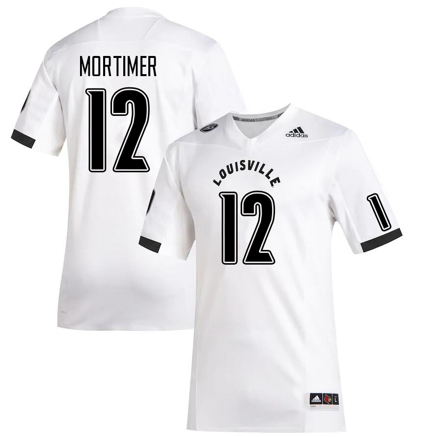 Men #12 Devaughn Mortimer Louisville Cardinals College Football Jerseys Sale-White